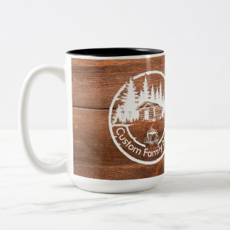Taza Bicolor Cabaña de Campo Rústica | Nombre de Familia Person