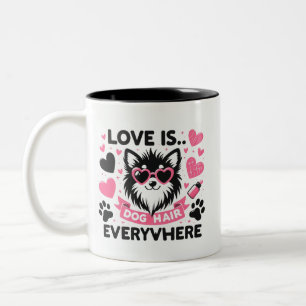 Taza Bicolor Cabello de perro lindo en todos lados amor gafas d