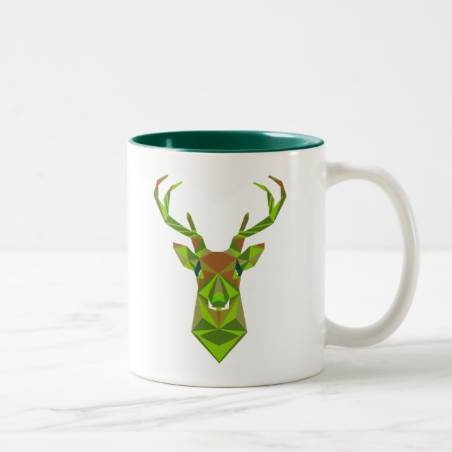 Taza Bicolor Cabeza de ciervo geométrico de camo (Derecha)