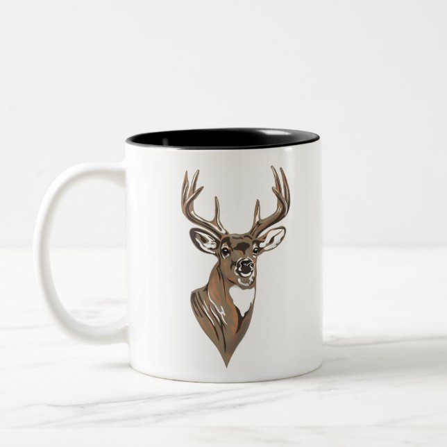 Taza Bicolor Cabeza de Deer de Whitetail Buck (Izquierda)