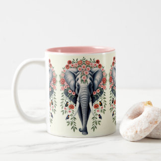 Taza Bicolor Cabeza De Elefante Y Flores