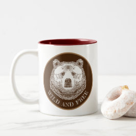 Taza Bicolor Cabeza De Oso, Silvestre Y Libre, Ilustracion Derr