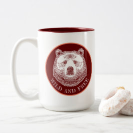 Taza Bicolor Cabeza De Oso, Silvestre Y Libre, Ilustracion Derr