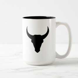 Taza Bicolor Cabeza de toro Cowboy Occidental Horn Skull