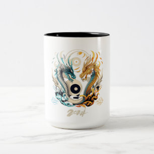 Taza Bicolor Cabezas de dragón Ying yang 2024