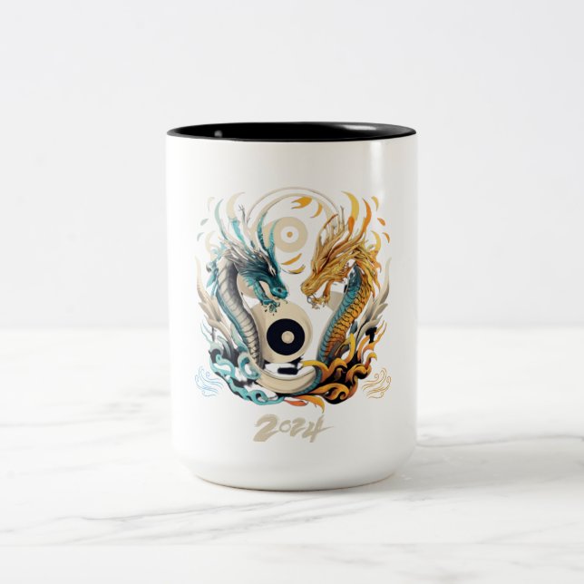 Taza Bicolor Cabezas de dragón Ying yang 2024 (Centro)