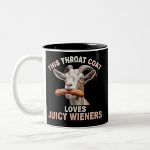 Taza Bicolor Cabra de Garganta Tragándose Salchichas Jugosas In