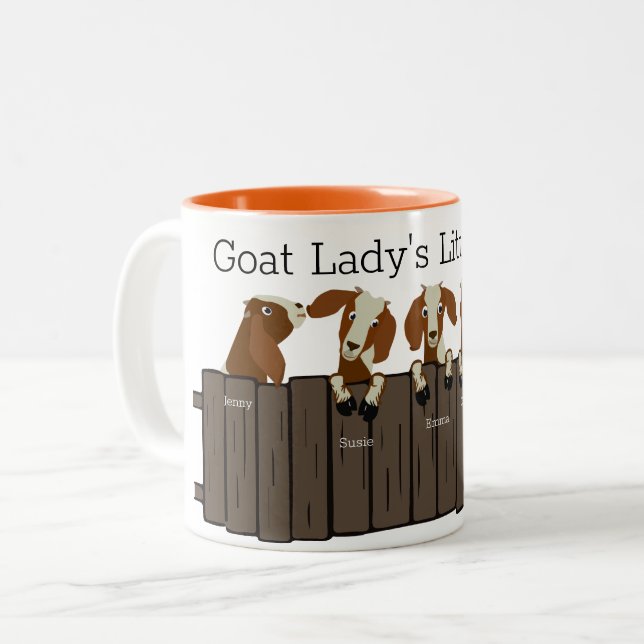 Taza Bicolor Cabra Ladys Pequeña Manada de 5 Cabras (Anverso izquierdo)