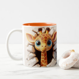 Taza Bicolor Cacao Caliente Bebé Triste Girafa Café Calor Anima