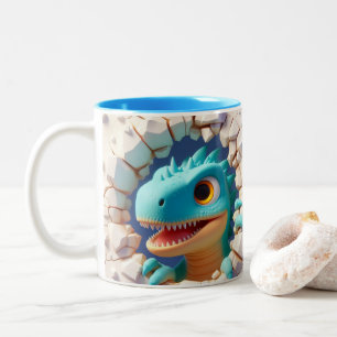 Taza Bicolor Cacao Caliente Coffee Animales Mug De Dinosaurio B