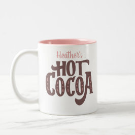 Taza Bicolor Cacao caliente rosa y marrón personalizado