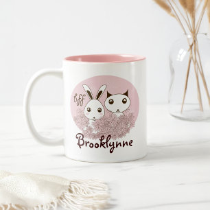 Taza Bicolor Cachorro Adorable y Amigos Animales Conejo Niña