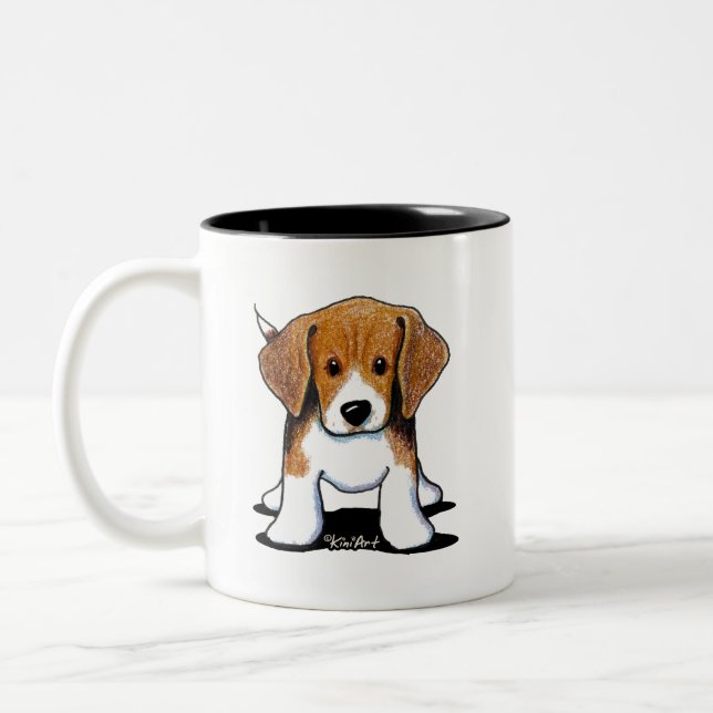 Taza Bicolor Cachorro de Beagle Adorable (Izquierda)