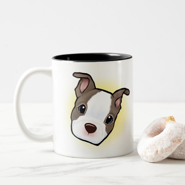 Taza Bicolor Cachorro de Boston Terrier (Con donut)