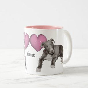 Taza Bicolor Cachorro De Greyhound Y Corazón Personalizado