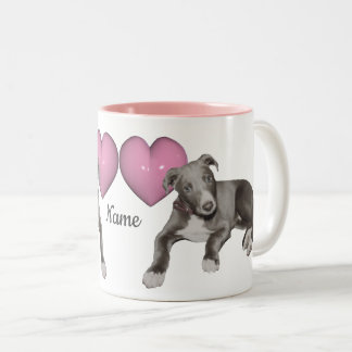 Taza Bicolor Cachorro De Greyhound Y Corazón Personalizado