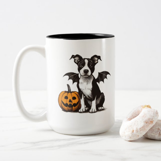 Taza Bicolor Cachorro de Halloween (Con donut)