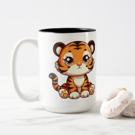 Taza Bicolor Cachorro de tigre de bebé lindo sentado