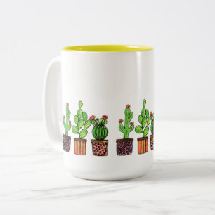 Taza Bicolor Cactus De Acuarela Cuta En Cacerolas