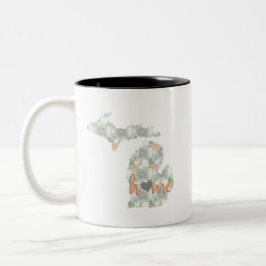 Taza Bicolor Cactus Llenó Silhouette Michigan Con Casa
