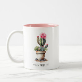Taza Bicolor Cactus Lover Stay Sharp Elegante acuarela