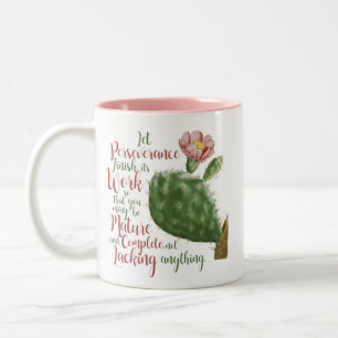 Taza Bicolor Cactus vintage de J P Redouté ilustrado