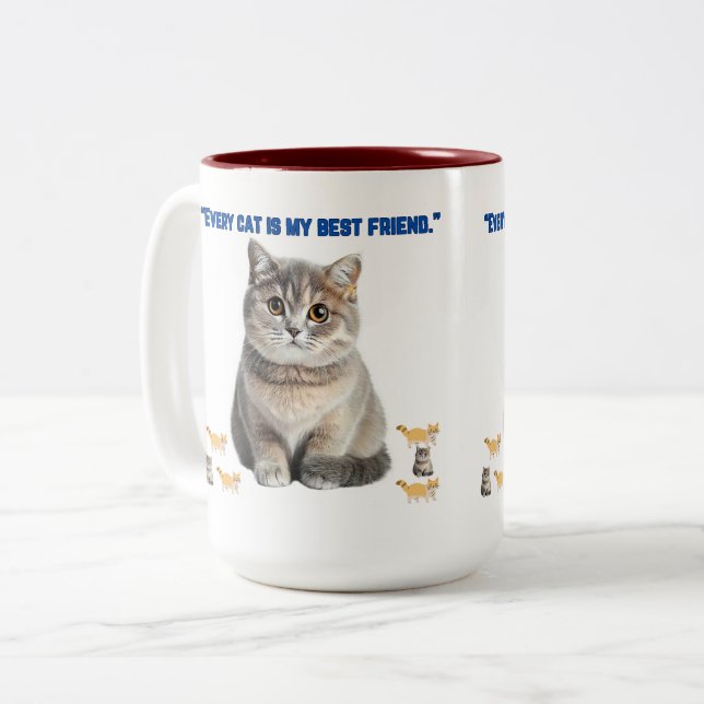 Taza Bicolor cada gato es mi mejor amigo (Anverso izquierdo)