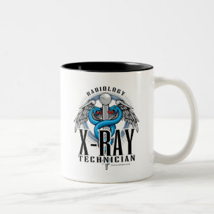Taza Bicolor Caduceo de la tecnología de la radiografía