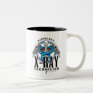 Taza Bicolor Caduceo de la tecnología de la radiografía