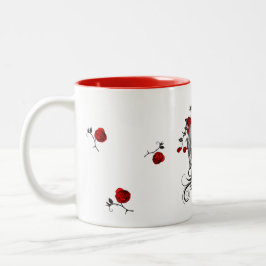 Taza Bicolor Cae de la rosa roja café Mug