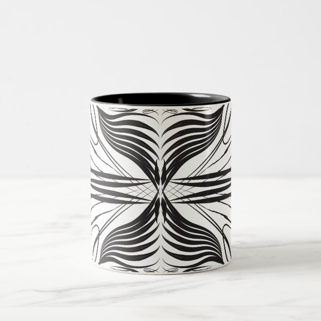 Taza Bicolor Café blanco y negro artístico Mugs (Centro)