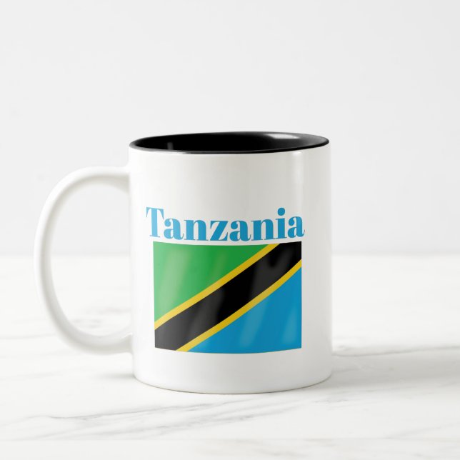 Taza Bicolor Café con bandera de Tanzania (Izquierda)