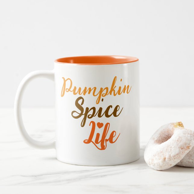 Taza Bicolor Café con especias de calabaza (Con donut)