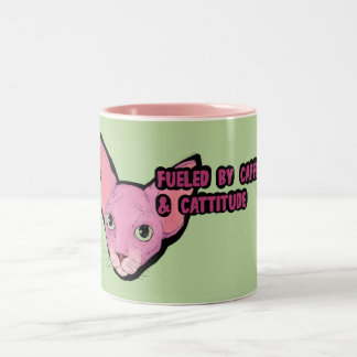 Taza Bicolor Café con Gato Rosa  Tiempo