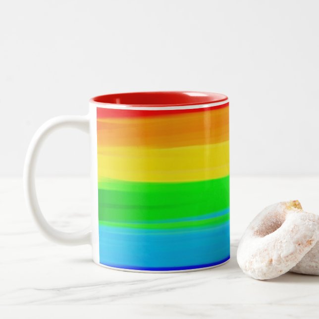 Taza Bicolor Café con orgullo arcoiris (Con donut)