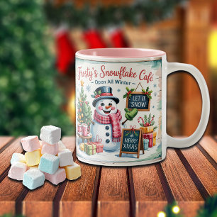 Taza Bicolor Café Copo de Nieve de Frosty Vintage