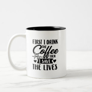 Taza Bicolor Café corto Enfermera palabra arte agregar monogram