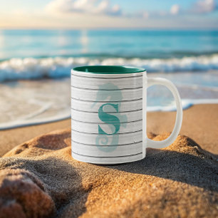 Taza Bicolor Café costero Nautical Seahorse Beach House