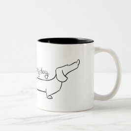 Taza Bicolor Café Dachshund con dos dedos