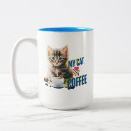 Taza Bicolor Café de amor para el gato
