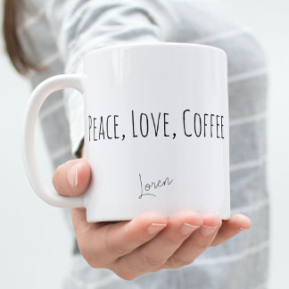 Taza Bicolor Café de amor por la paz Minimalista personalizado