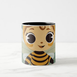 Taza Bicolor Café de Cerámica de Personaje de Niño Abeja Capric