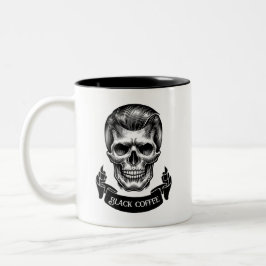 Taza Bicolor Café de cráneo negro y blanco