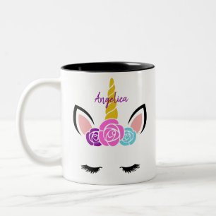 Taza Bicolor Café de dos tonos de unicornio personalizado lindo