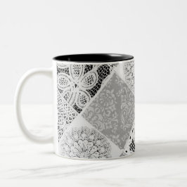 Taza Bicolor Café de encaje negro y blanco