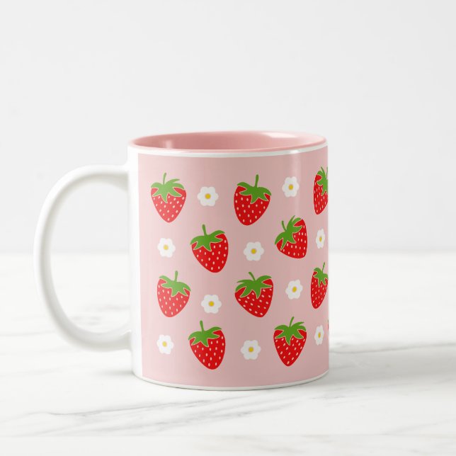 Taza Bicolor Café de fresa rosa Mug (Izquierda)