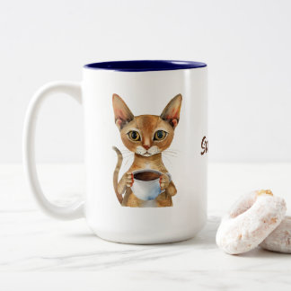 Taza Bicolor Café de gato abisino personalizado