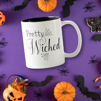 Taza Bicolor Café de Halloween Pretty Wicked con telaraña