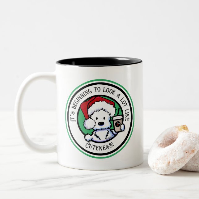 Taza Bicolor Café de los Navidades KiniArt Westie (Con donut)