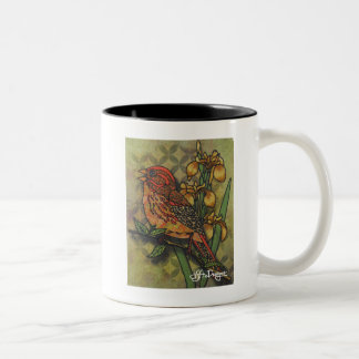 Taza Bicolor Café de pájaro de arte textil